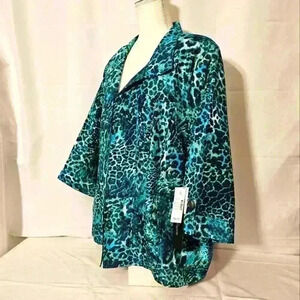 Added Dimensions Womens Top Blazer Colorful Animal Print NWT 2X